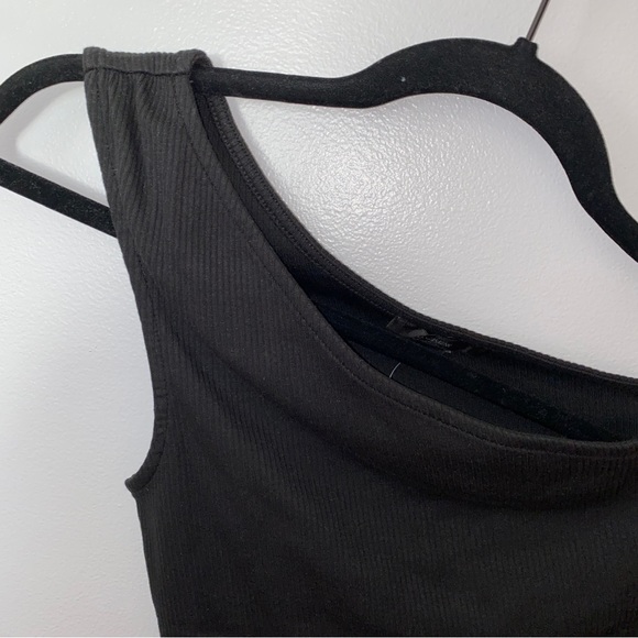 NWT J Crew One-shoulder tank in vintage rib, black, size small - Picture 2 of 4
